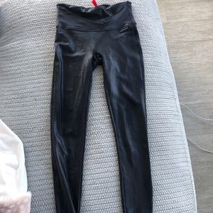 Black spanx leather leggings